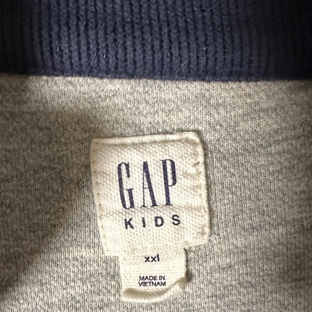 GAP Kids 1969 Quarter Zip Pullover Boys XXL 13–14 Gray Red Blue